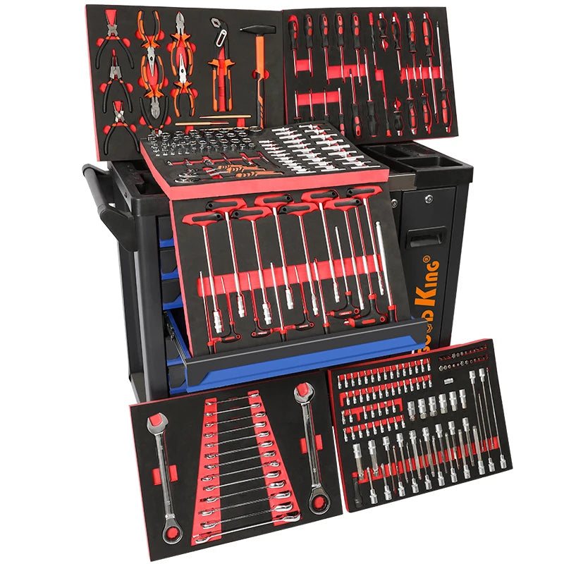 With hang Tool Sets 7 Drawers Workshop Tool Cabinet With Side Door Caster and Side Tray Tool Cabinet Trolley