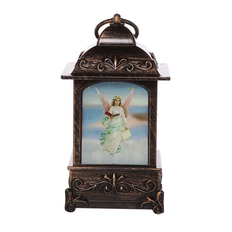 2022 Customized Christmas Lantern Fashion LED Night Light with Shiny Fire and Angel Scene Decoration Supply