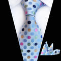 Blue Dots Necktie Hanky Set Fashion Jacquard Mens Suit Tie Paisley Floral Ties for Men Business Necktie With Pocket Square Set