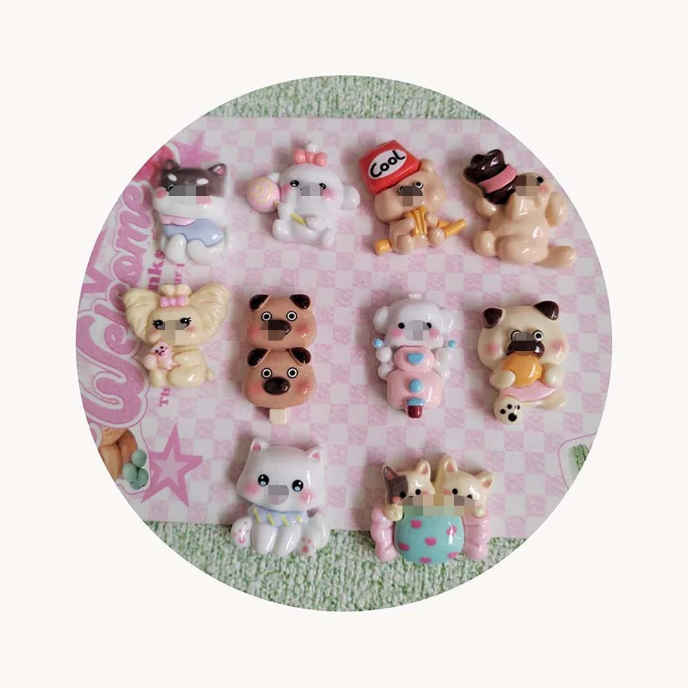100Pcs Shiny Cat Biscuits Series Flat Back Charms for Earrings Bracelet Hairpin DIY Jewelry Pendants Decoration Accessories