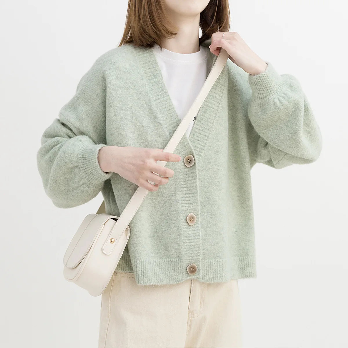 Autumn and Winter Women's Loose Outer Wear New Solid Color Lazy Style Sweater All-match Preppy Style Knitted Cardigan for Women