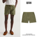 Custom Casual Cotton Straight Leg Corduroy Shorts With Patch Pockets