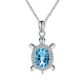 New Arrival Cute Blue Opal Sea Turtle Pendant for Women Animals Wedding Ocean Beach Jewelry Zircon Peacock Necklace