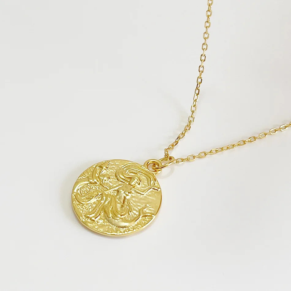 Laodun Wholesale INS Style S925 Silver Necklace Simple Pendant Goddess Elegant Charm Sterling Silver Necklace
