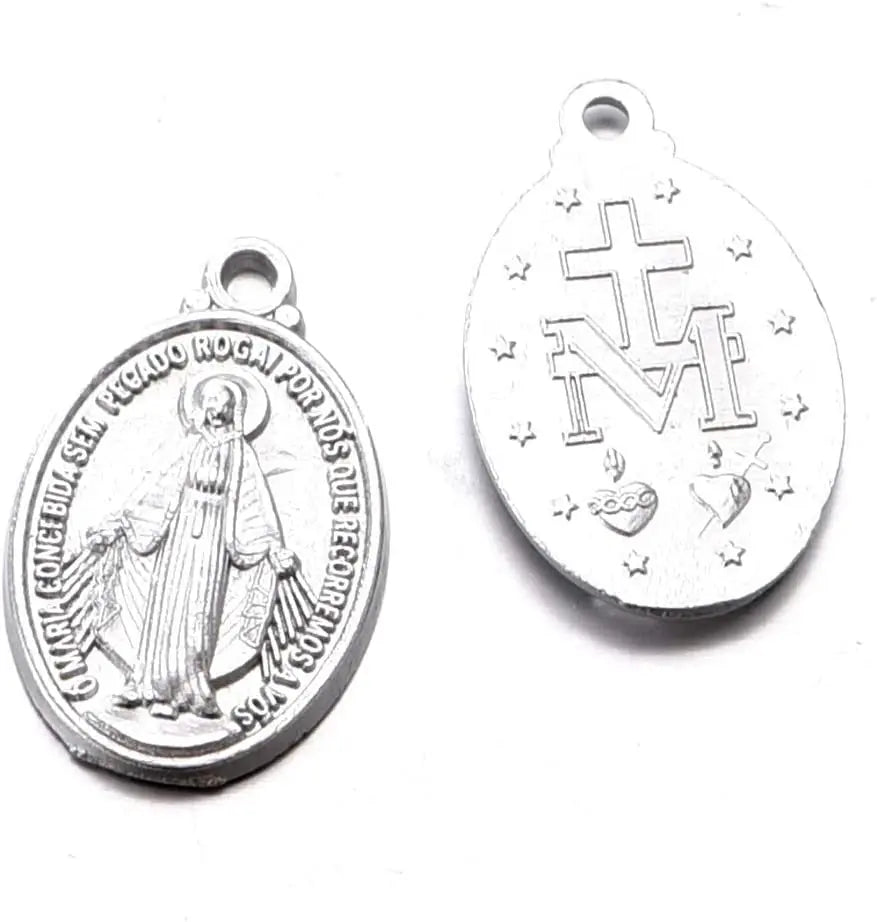 60pcs Our Lady Medal Floral Rosary Centerpiece Cross Jesus Virgin Mary Catholic Alloy Crucifix Charms12mmx20mm