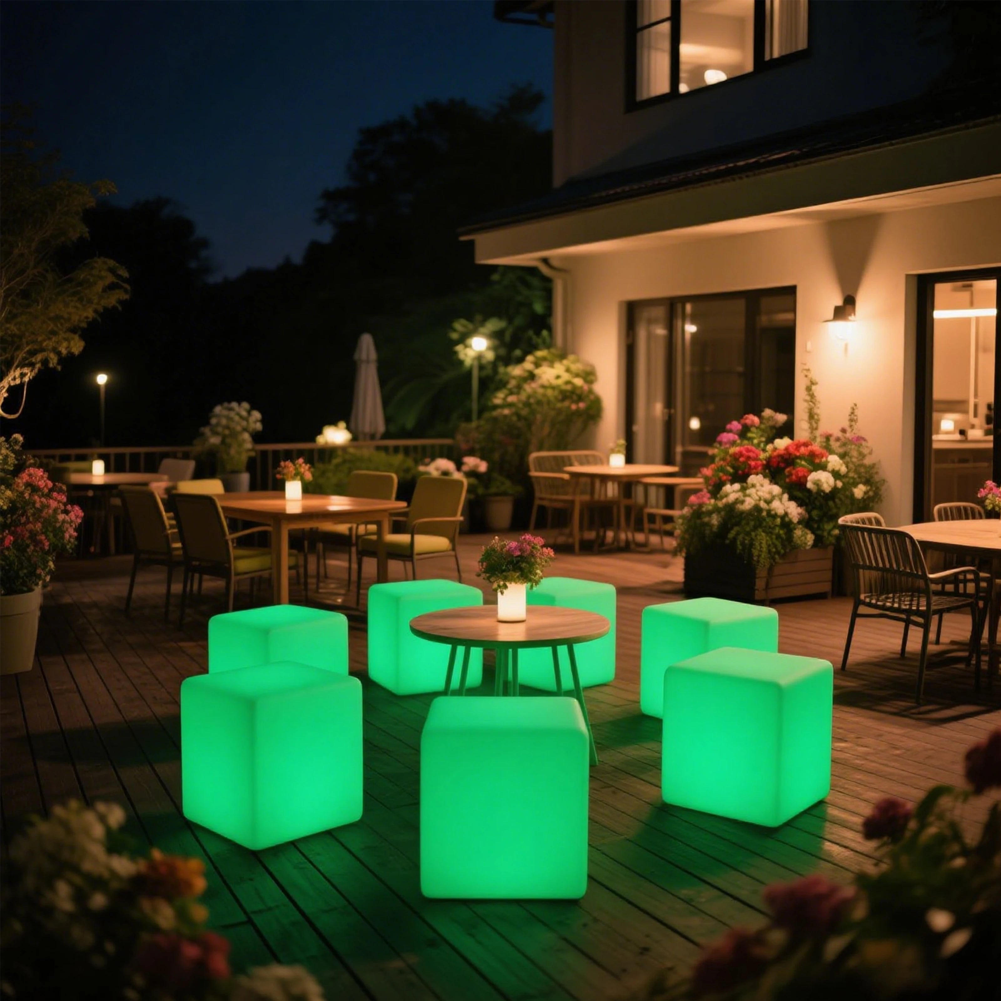 Led Furniture for Party Outdoor Furniture Garden Led Cube Chairs Table With Light for Kids IP65 Waterproof
