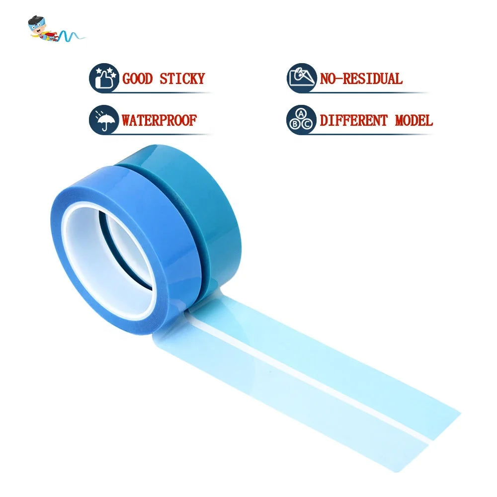 2- Recyclable Heat Resistant Polyester PET Film Base Material No-Residual Refrigerator Blue PET Holding Self Adhesive Tape