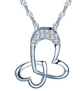 Lovely Dual Heart Butterfly Design S925 Silver Irregular Hollow Women's Pendant Necklace Jewelry