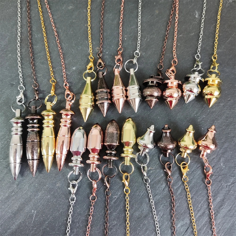 Customize Small Cone Copper Pendulum Alloy Metal Dowsing Pendulums Healing Feng Shui Pendulum with Chain for Hanging Decoration
