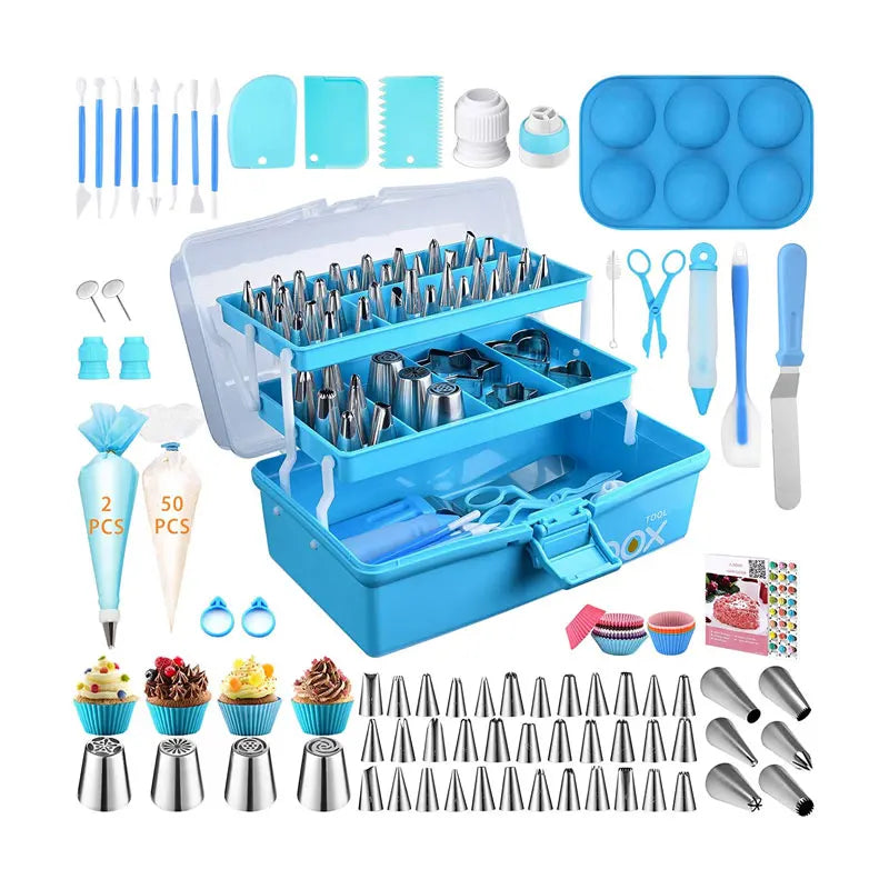 236pcs Cake Baking Decorating Accessories Tool Set with Storage Box Cake Decorating Supplies Tool Kit Cake Decorating Mold
