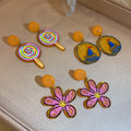 HOVANCI Korean Earrings 7 Summer Colorful Acrylic Flower Fruit Candy Drop Earring for Women Gift Party