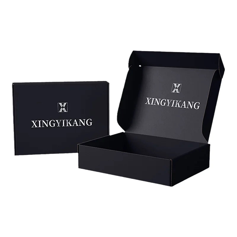 Customized Logo Black Folding Corrugated Box Hair Shipping Package Boxes Paper Mailer Box for Eyelash Hair Extension