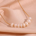 Stainless Steel Natural Freshwater Pearl Choker Wedding 18K Gold Plated Elegant Charm Necklace for Women Fashion Jewelry