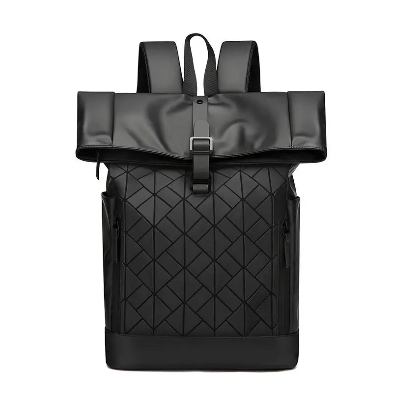 Best Fashion Luxury 30L Roll Top Black Women's Men's Leather Travel Backpack Bag for Men Women Flying