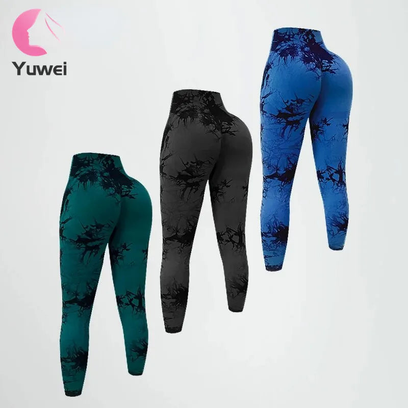 Winter High Waist  Booty Butt LiftingTie Dye Seamless Workout Tight Scrunch Women Leggins Para Mujer Lady Yoga Pants