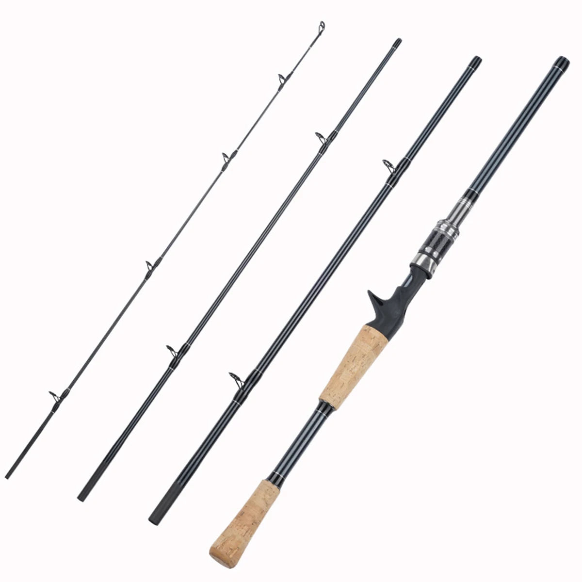 Hot Sale Portable 2.1M-2.7M Carbon Fiber 4-Piece Fishing Rod with EVA Handle for Shark Freshwater Fish Perch Marlin Lake River
