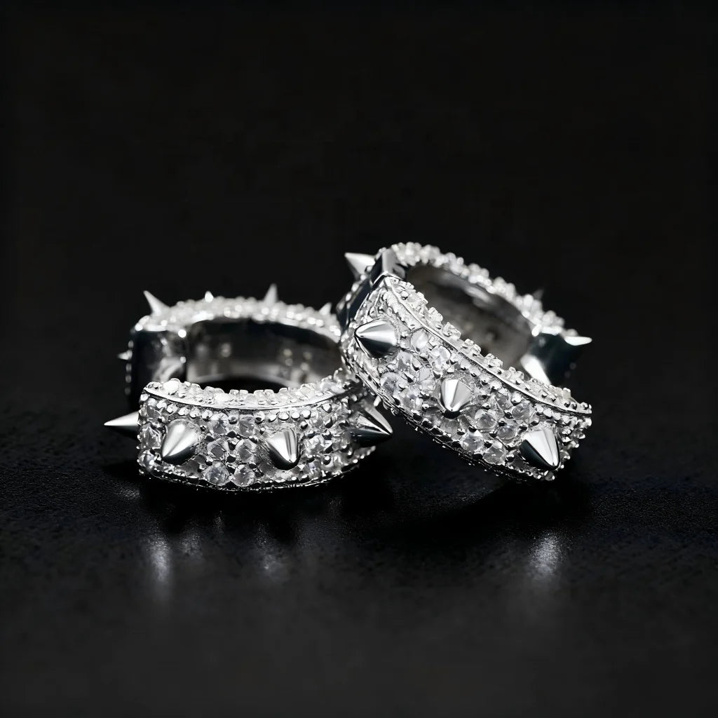 Fine Jewelry Pass Diamond Tester Hip Hop D Color VVS Moissanite Spiked Huggie Earrings With 925 Sterling Silver GRA Women Men