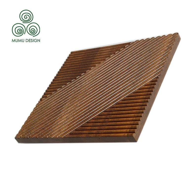 MUMU 3D Materials Luxurious Wooden Slat Ornament Decoration Exterior Flute Geomitic Wood Wall Cladding Panels for Hotel