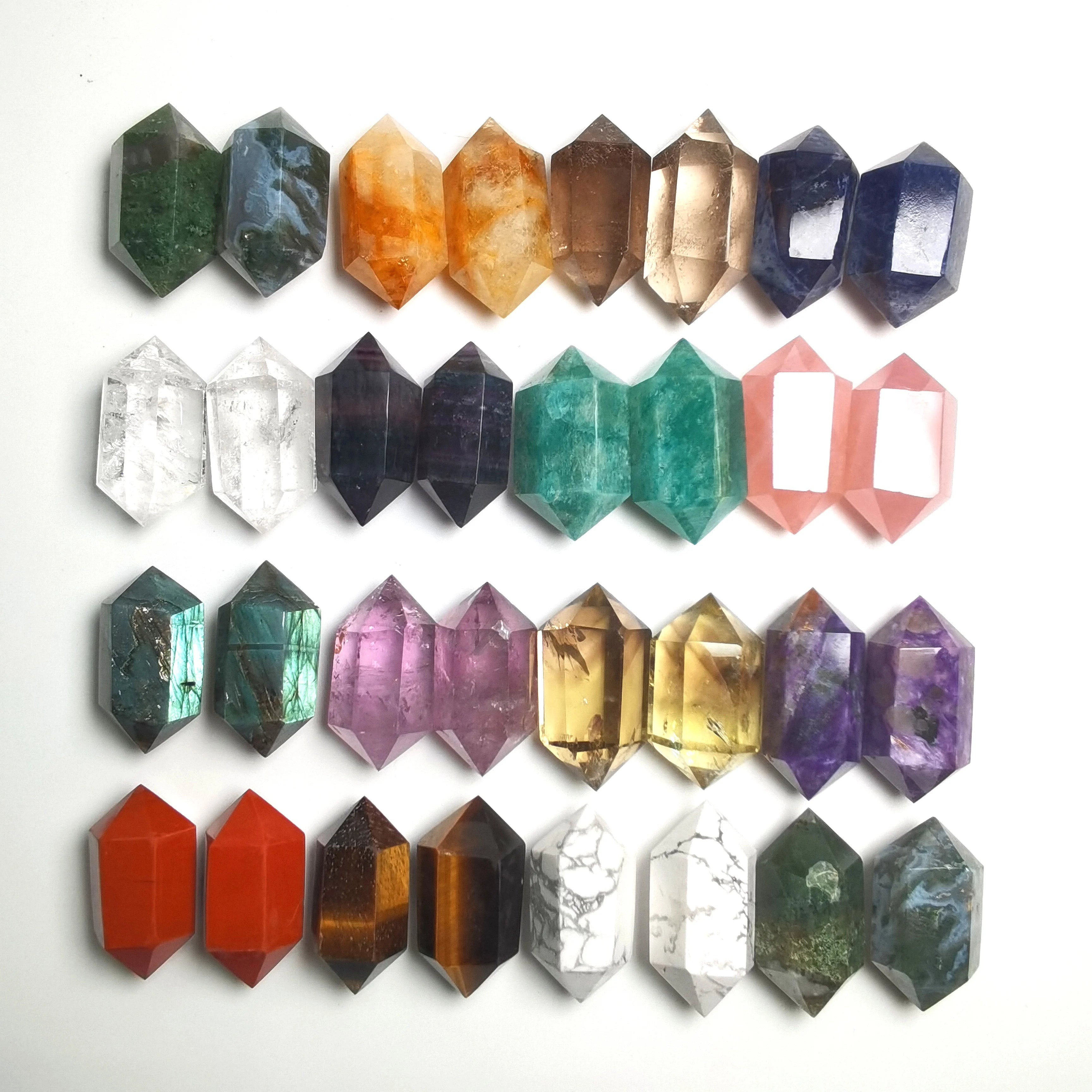 Wholesale Natural Crystal Quartz Various Material Double Terminated Crystal Points for Healing