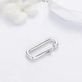 925 Sterling Silver Oval Open Close Spring Gate Ring Pull Clasp Rectangle Charm Holder Enhancer Findings for Pendant Necklace