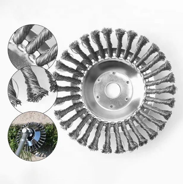 Rotary Steel Wire Round Plate Grass Weeding Cutter Brush Wheel Garden Cleaning Brush