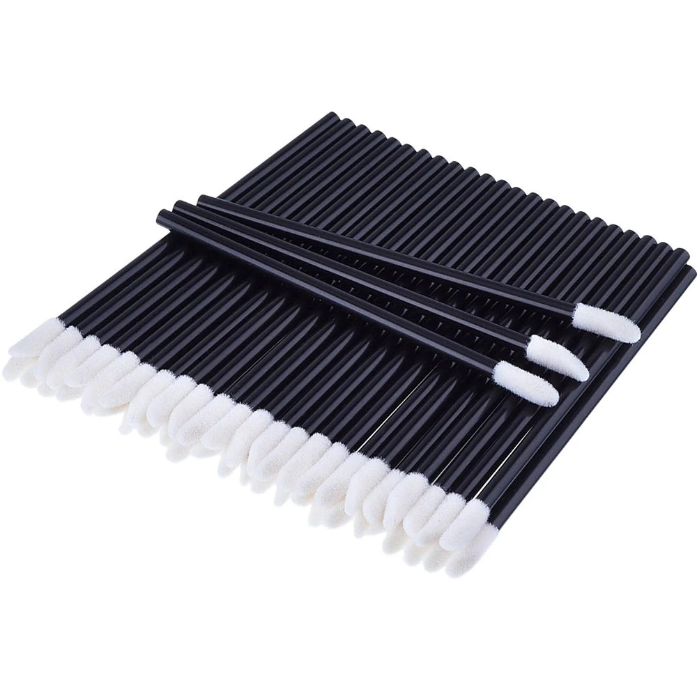 Skillful Gloss Lip Brushes Single Makeup Brush with Nylon Head Plastic Handle for Lip Gloss Lipstick Lip Balm 50 Pieces 9.3cm