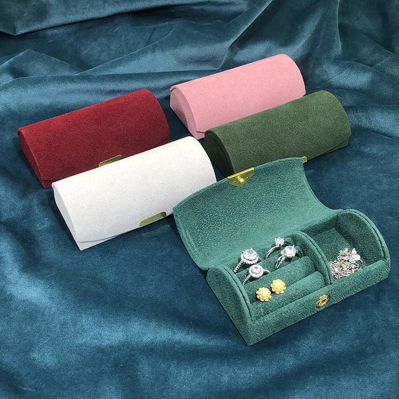 Fashion Travel Portable Velvet Jewellery Storage Box Travel Ring Earrings Necklace Jewelry Packaging Box