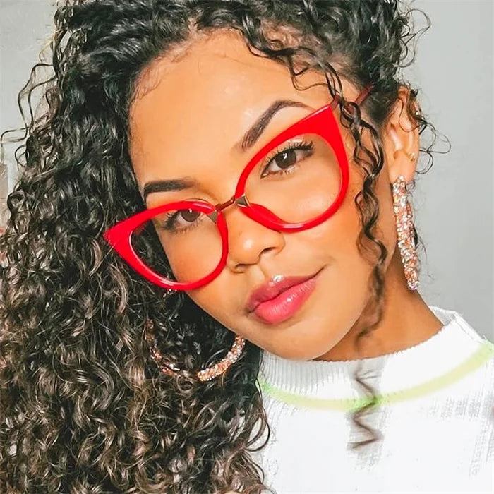 New Arrival Advanced Women Large Frame Cat Eye Spectacles Fashion Anti Blue Light Eyewear Custom Myopia Optical Glasses Frame