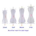 4 Sizes Reusable Contoured Super Absorbent Soft Breathable Microfiber Inserts with Leak Guard 330 GSM for Adult Diapers Nappies