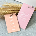 Custom Biodegradable Pink Hang Tag Thick Paper Clothing Sticker Tag for Bags Shoes Eco-Friendly Brand Logo-Manufactured Garment