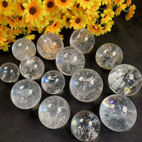Wholesale Nature Clear Quartz Stone Ball Polished Bergkristal Rock Crystal Rainbow Sphere for Sale