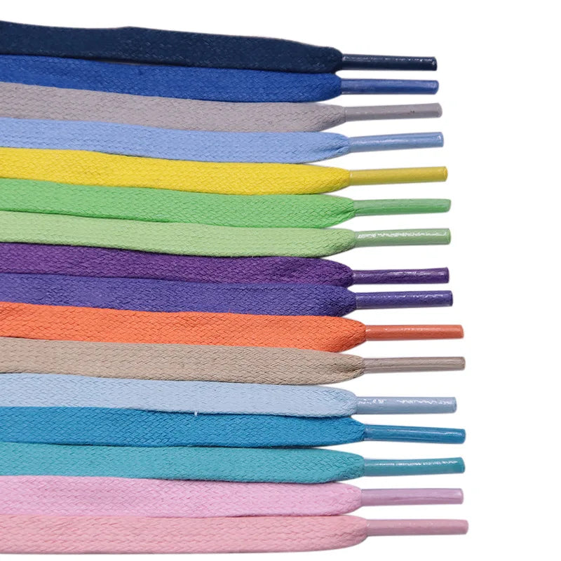8mm Width 50-180cm Waxed Flat Shoe Laces Colorful Sneakers Fashion Flat Shoelaces Shoe Laces for Shoes