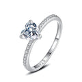 925 Sterling Silver Love Heart-shaped CZ Diamond Women Engagement Wedding Ring