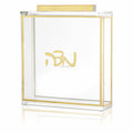 Judaica Pesach Gold 3D Mirrored Border Words Acrylic Lucite Classic Square Matzah Box