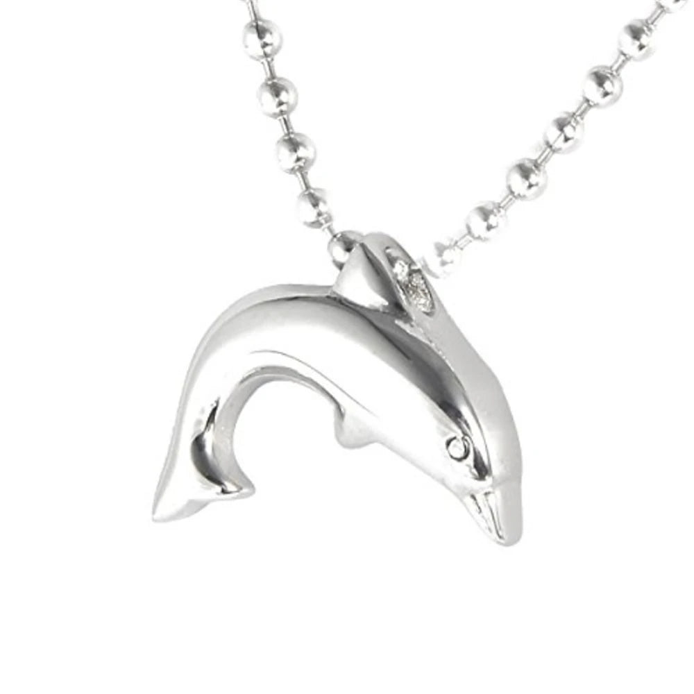 Christian Dolphin Cremation Urn Pendant Ash Necklace Stainless Steel Silver Plated Memorial Jewelry Pet Ash Keepsake Holder