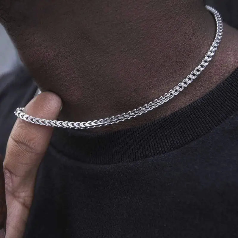 High Polished Charm Men's Jewelry Thick 3MM Hip Pop Stainless Steel Franco Chain Necklace for Men Gift