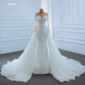 Jancember RSM67182 Princess Long Sleeve Crystal Lace Elegant Mermaid Wedding Dress Robe De Mariage