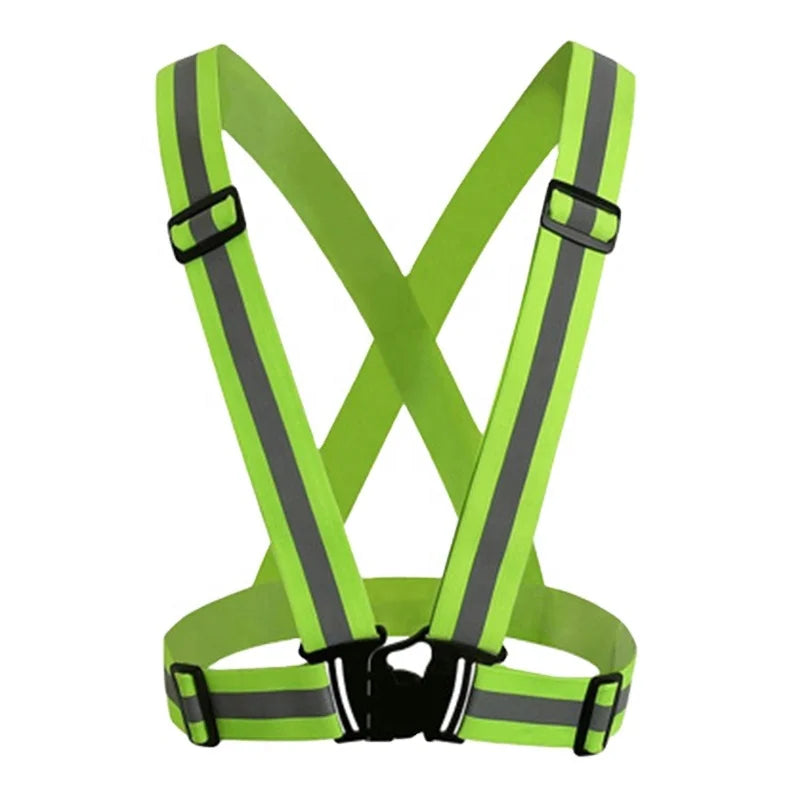 Running Cycling Reflective Vinyl Tape Adjustable High Visibility Safety Elastic Strap Reflective Belt Vest