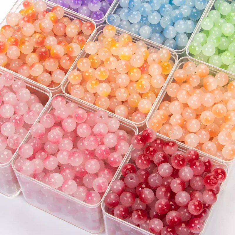 8mm Glass Jade Round Beads 50pcs/Bag for Craft DIY Bracelet Necklace Hand String Making Loose Bead Crystal Lampwork Glass Beads