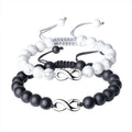 2Pcs Adjustable Children's Agate Ball Beaded Bracelets-White & Black 8mm Customized Designs Casual/Sporty Anniversary Gift MegaBDM