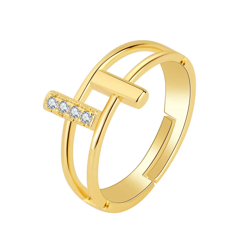 Double Layers Rotating Beads Ring for Women Finger Jewelry  Zircon Adjustable Rotatable Calming Worry Diamond Cross Ring