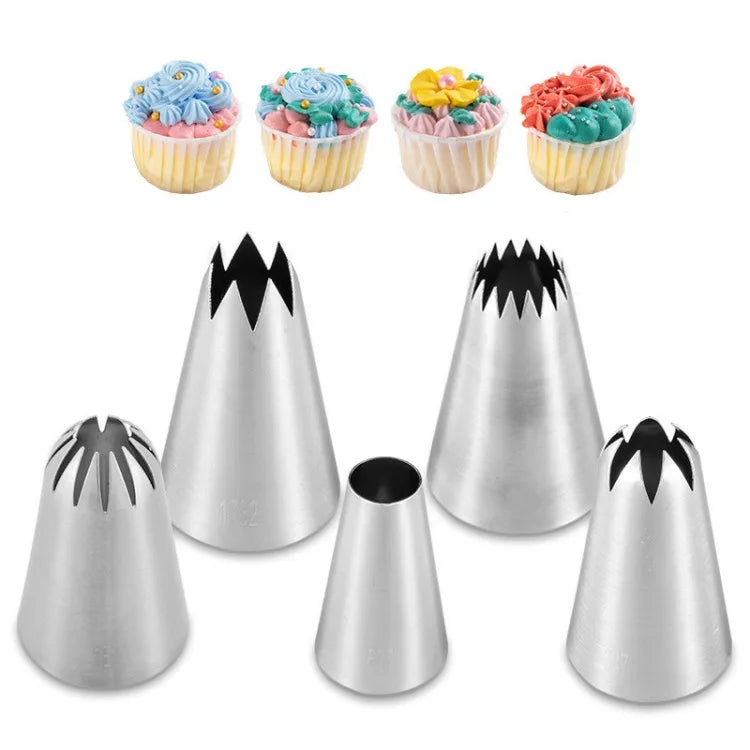 5pcs Wholesale Stainless Steel Nozzle Cake Baking Icing Piping Tips Cake Decorating Pastry Nozzles Piping Tip Sets