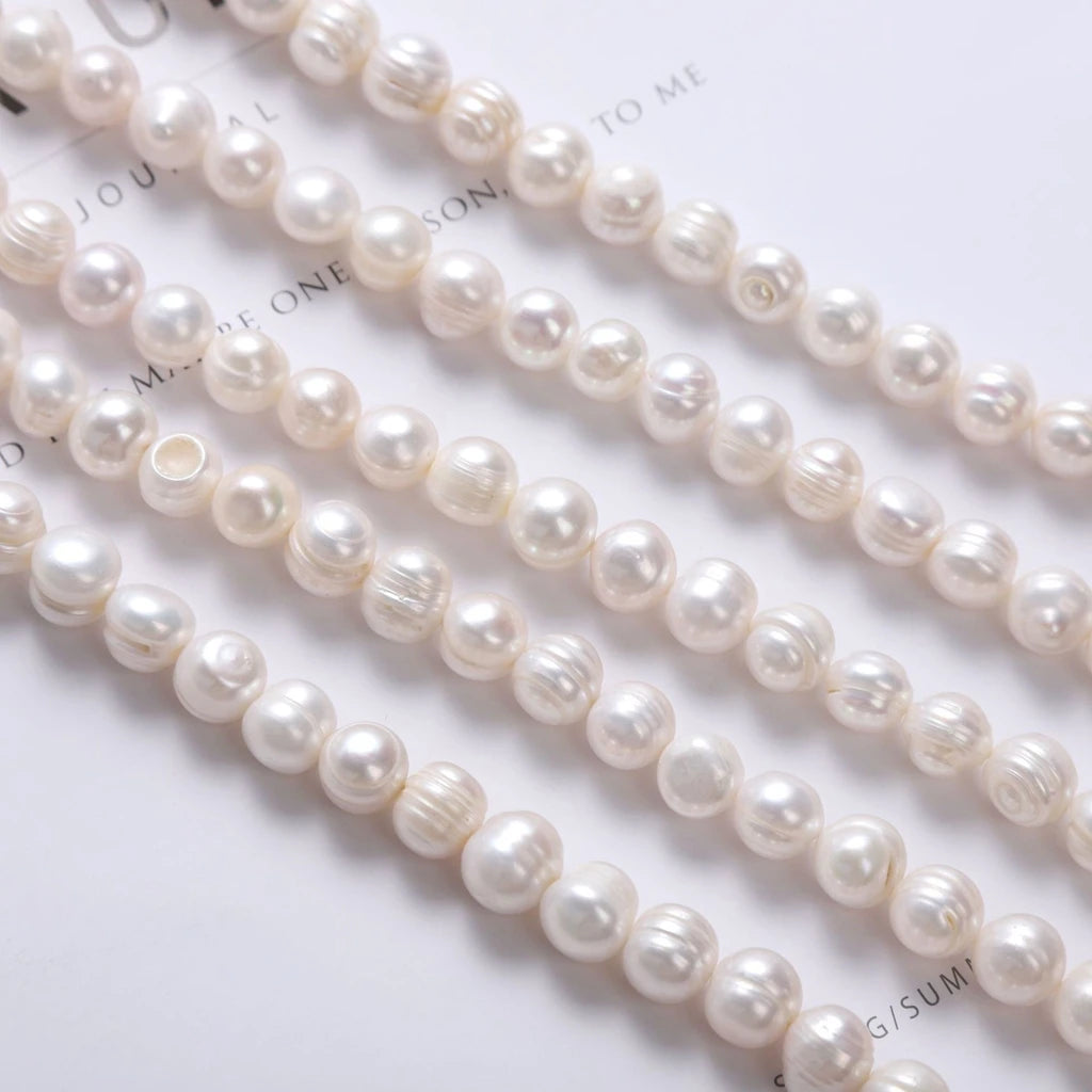 7-11mm White Potato Freshwater Pearls Fresh Water Pearl Beads for Jewelry Making Necklace Loose Strand DIY Bracelet Earrings