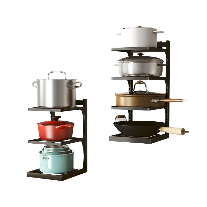 Dual-Purpose Kitchen Countertop Wall Hanging Pot Holder Double Multi-Layer Metal Storage Shelf for Electric Cooker Pressure