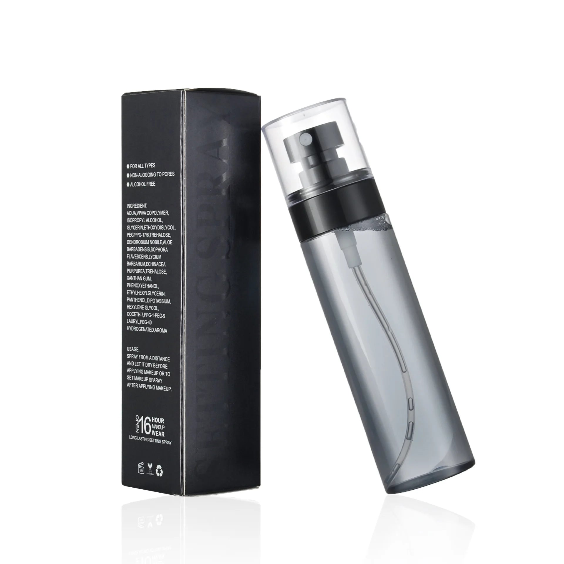 Private Label Makeup Setting Spray Long Lasting Sweatproof Waterproof Oil-control Vegan Matte Fixing Mist Setting Spray Makeup