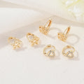Wholesale Fashion Hollow Rose Star Hoop Earrings Zircon Hear Shaped Brass 14K Gold Plated Jewelry Small Huggie Earring