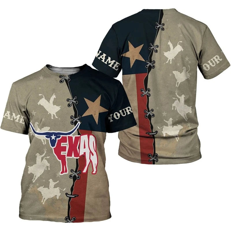 Fitspi Personalized Name Texas Flag Map Don't Mess With Texas Shirts 3d Unisex Shirt for Men Women Adult Size S-6xl