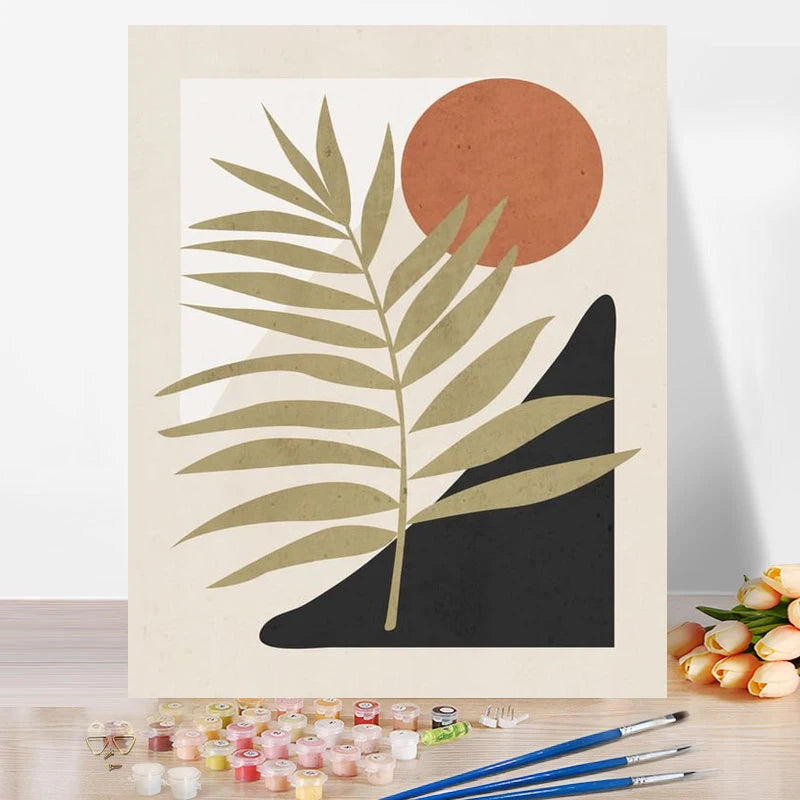 Wholesale Sun DIY Oil Paint by Numbers Painting Landscape Adults Southeast Asia Handpainted Plant Picture Wall Home Decor Custom