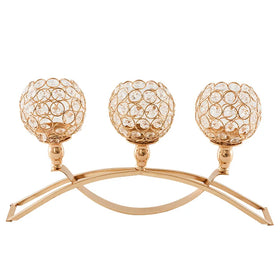 New Arrival Crystal Luminous Metal Decorative Wedding Party Candlestick Holder Set 3 Handmade Customized for Home Use