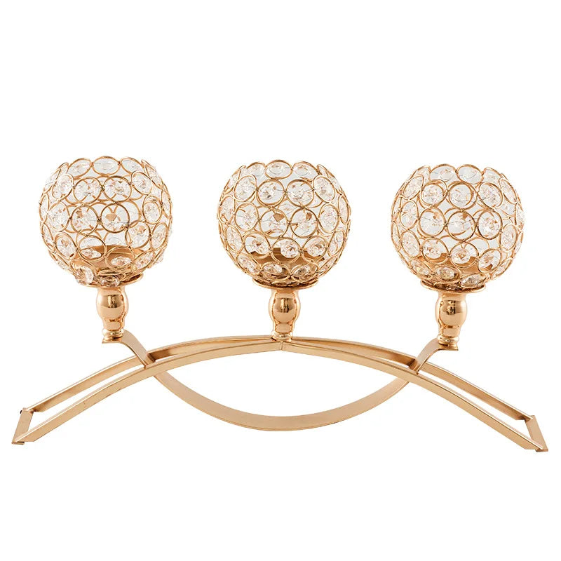 New Arrival Crystal Luminous Metal Decorative Wedding Party Candlestick Holder Set 3 Handmade  Customized for Home Use